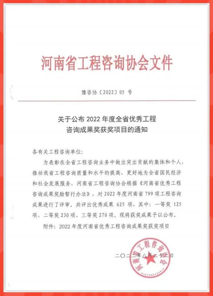喜報(bào) | 德泓咨詢七項(xiàng)成果榮獲“2022年度全省優(yōu)秀工程咨詢成果獎(jiǎng)”